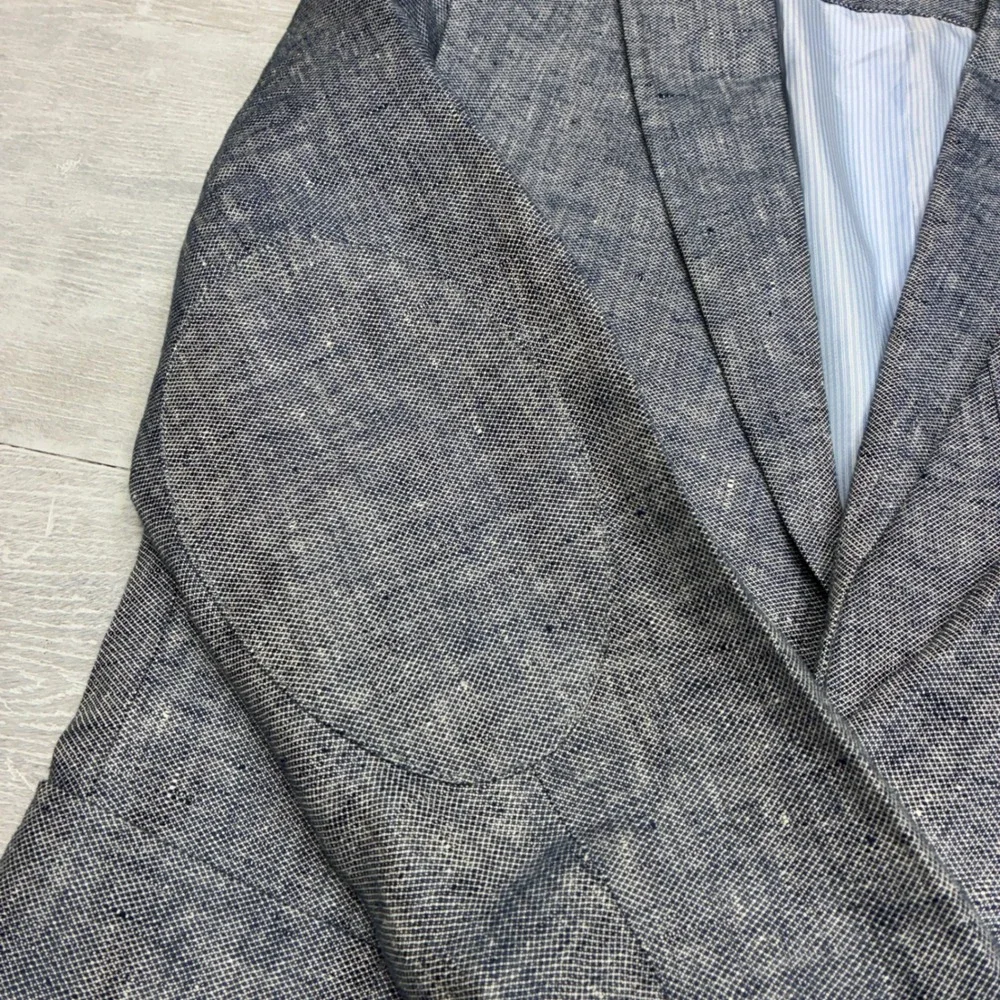 Banana Republic Blazer Mens 38S Blue Linen Tailored Fit Sport Coat 402018-00